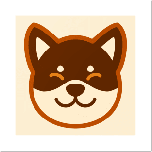 Brown Shiba: Eyes closed smile Posters and Art